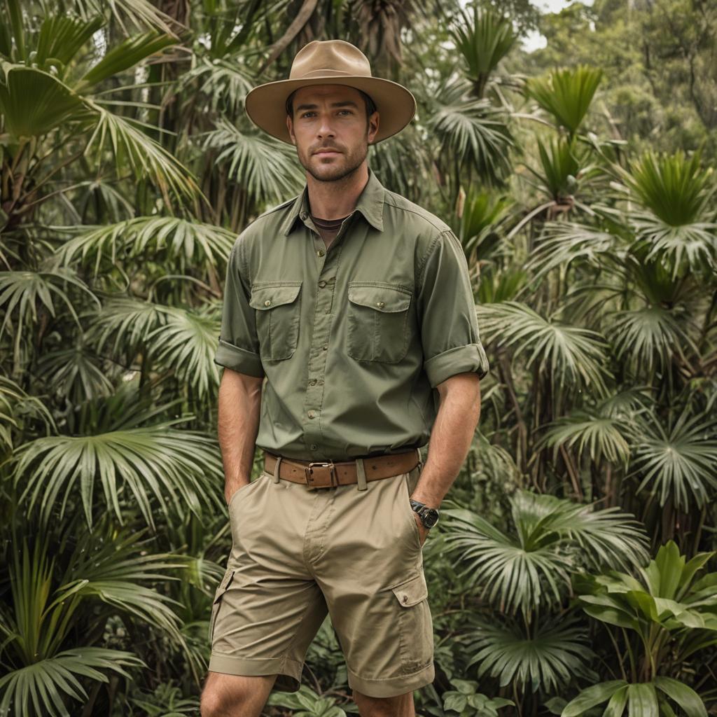 Adventure-Ready Man in Safari Outfit