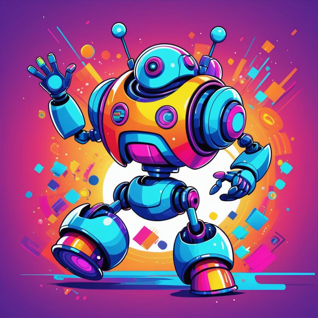 Vibrant Cartoon Robot Illustration