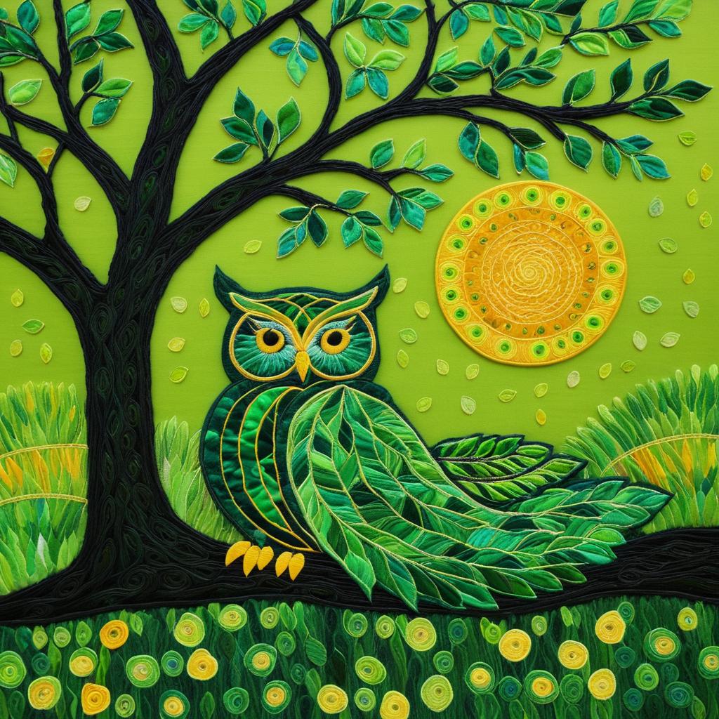 Whimsical Owl Under the Tree of Life