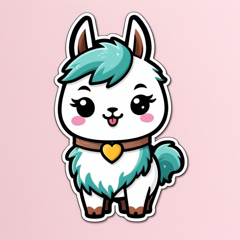 Kawaii Patina Llama Sticker Design