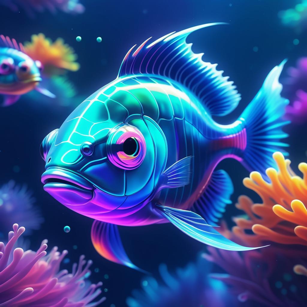 Colorful Underwater Creatures in Fractal Art