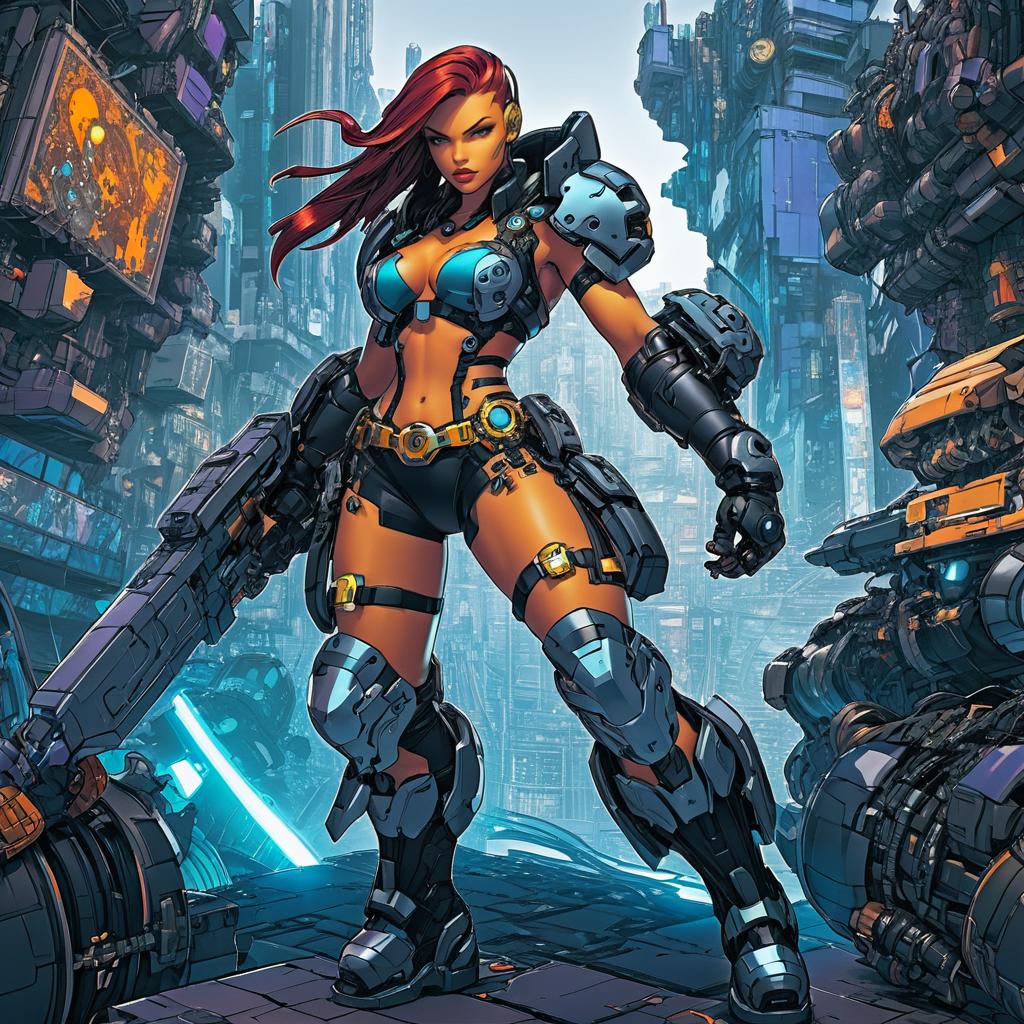 Cyborg Rogue in Cyberpunk Metropolis