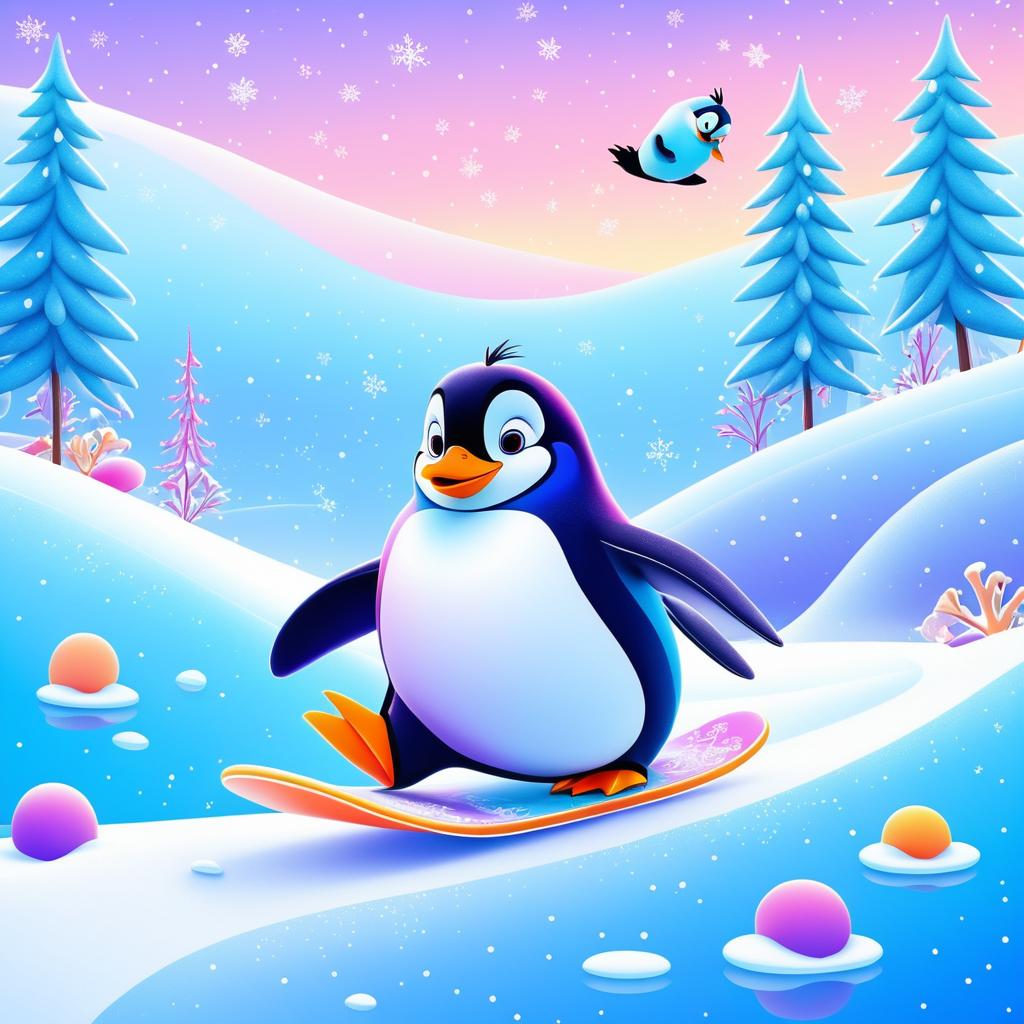 Playful Penguin in a Chilly Wonderland