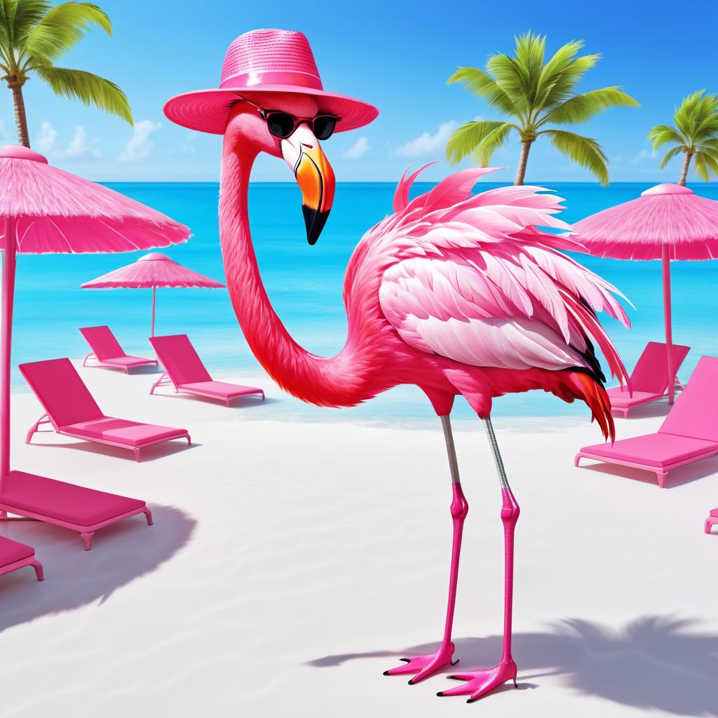 Stylish Flamingo in Beach Outfit