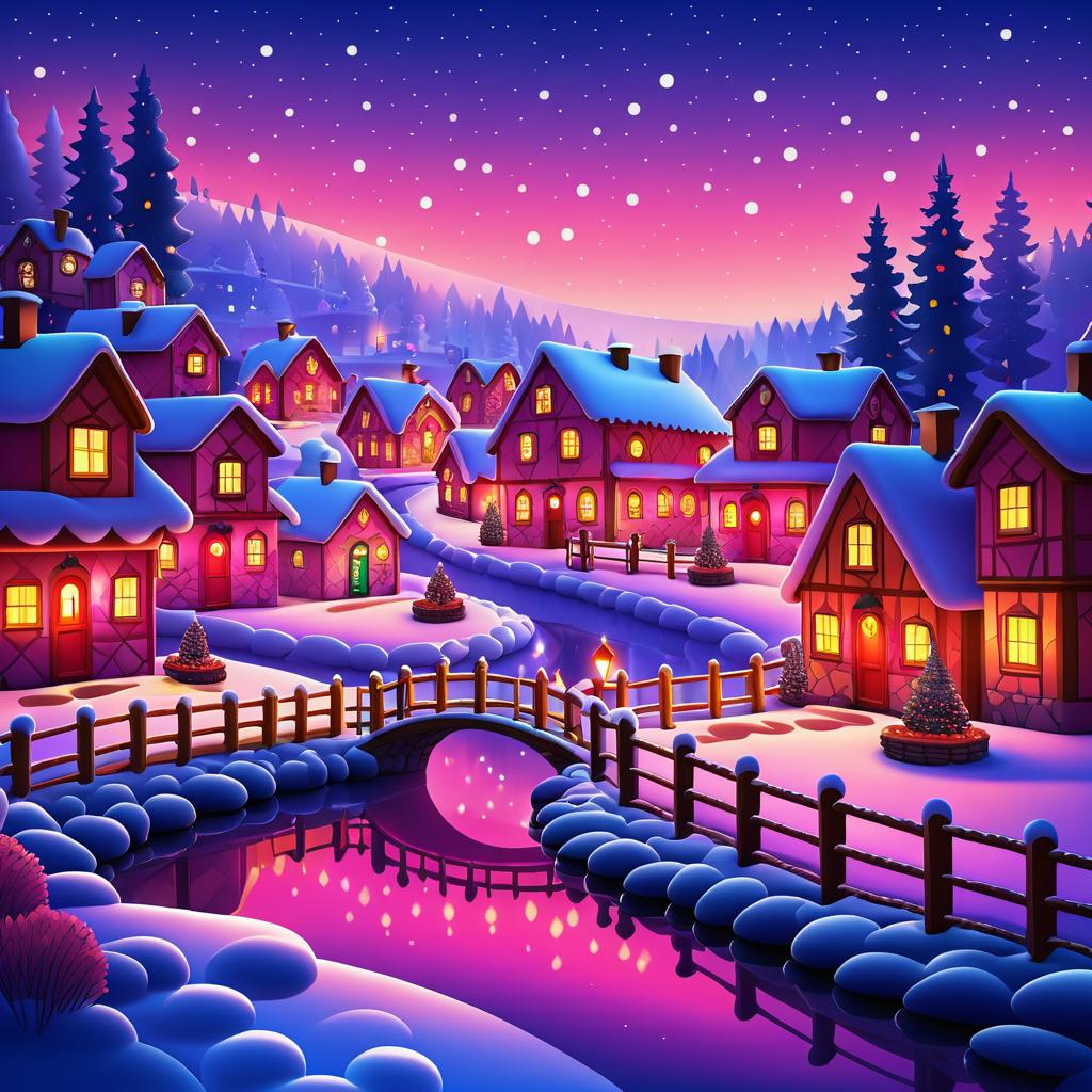 Charming Valentine’s Day Village Illustration