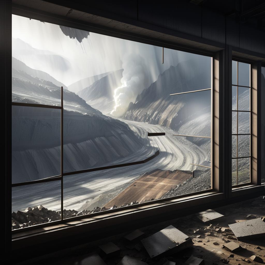 Dramatic Landslide View Through Window