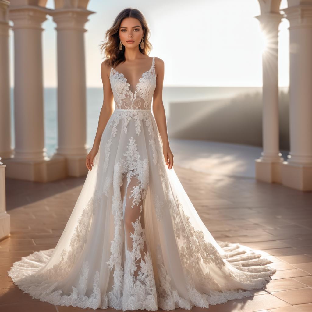 Elegant Bride Portrait in Lace Dress