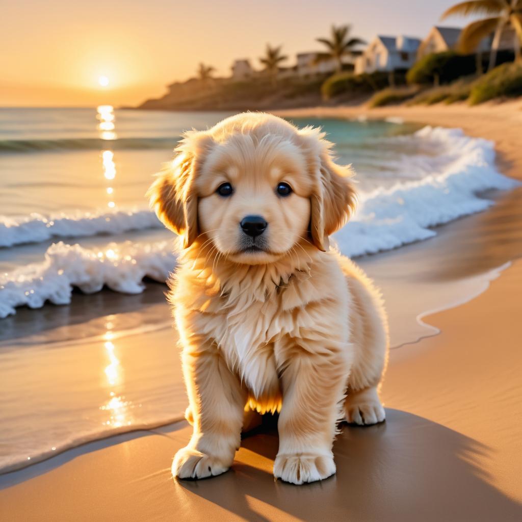 Sunset Beach Golden Retriever Puppy