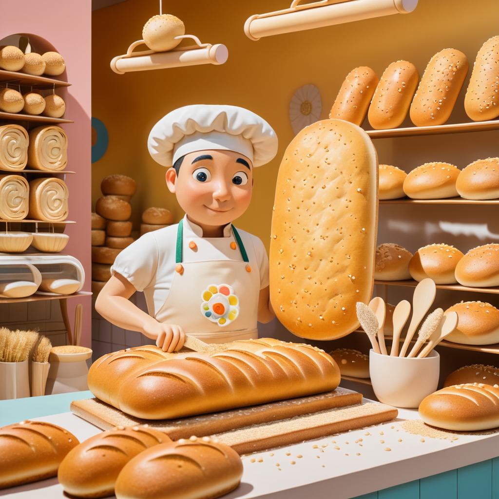 Whimsical Bread Character in Bakery