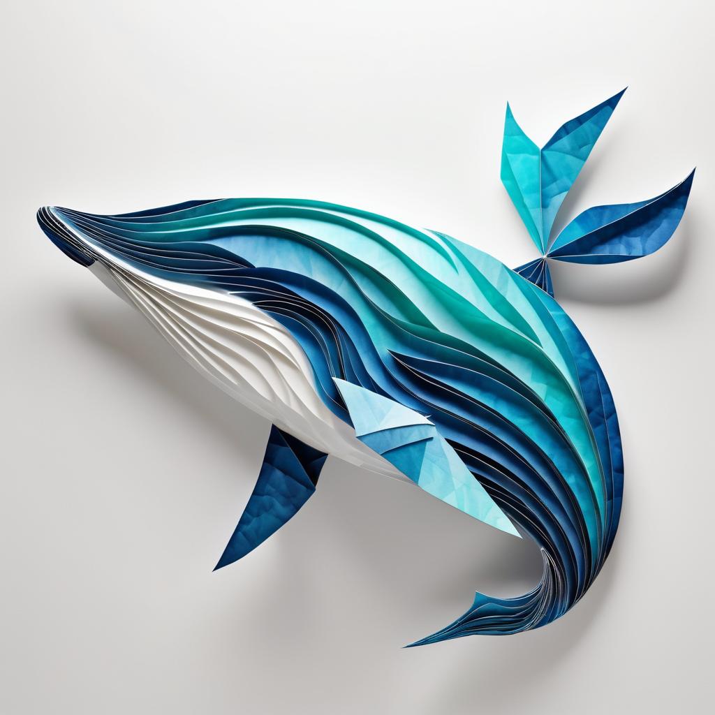 Surreal Origami Whale Art Poster