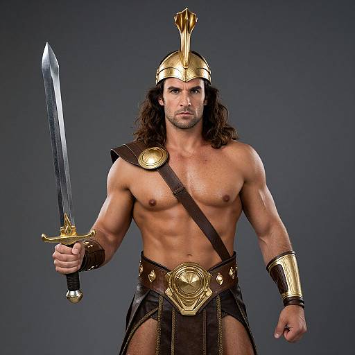 Man in Golden Hera Hercules Costume