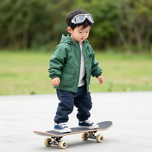 Toddler Boy on Skateboard