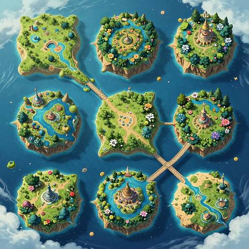 Vibrant Fantasy Map of Magical Islands