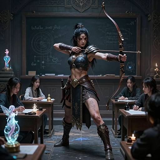 Fearless Amazon Warrior in Magical Academy