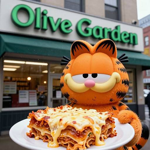 Retro 90s Garfield with Lasagna