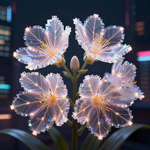 Exotic AI Flowers in Cyberpunk City