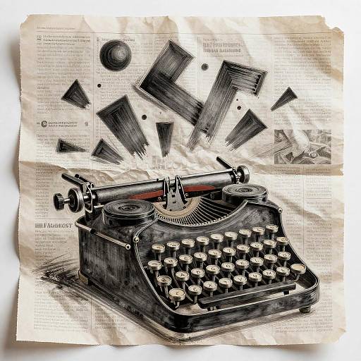 Vintage Quilling and Typewriter Illustration