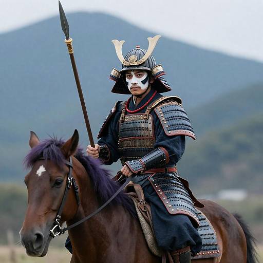 Intense Samurai Warrior on Horseback