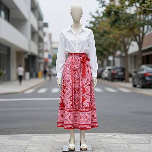 Mannequin in Patterned Skirt and Sandals