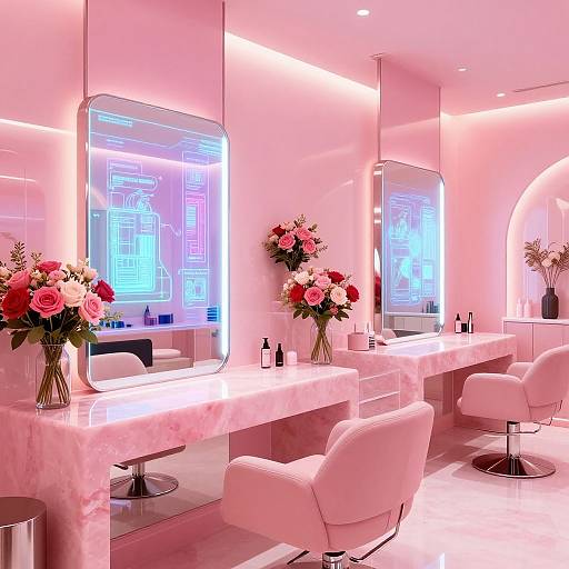 Futuristic Pink Aesthetic Salon Design