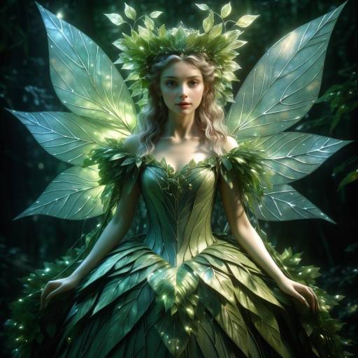Mystical Fairy in Leaf Gown
