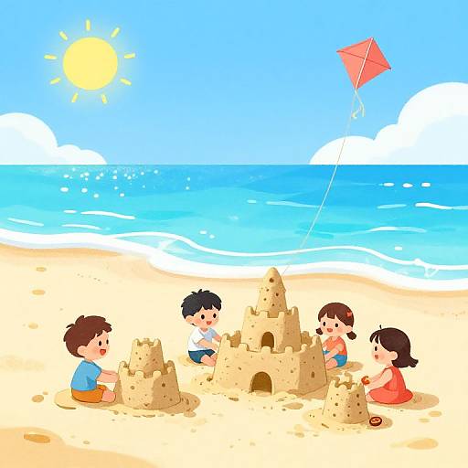 Cheerful Sunny Beach Day Cartoon