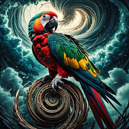 Majestic Parrot on Swirling Tornado