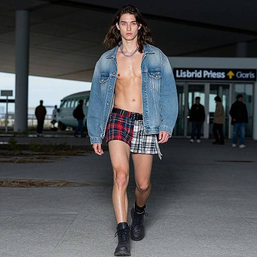 Androgenic Streetwear Model at Airport