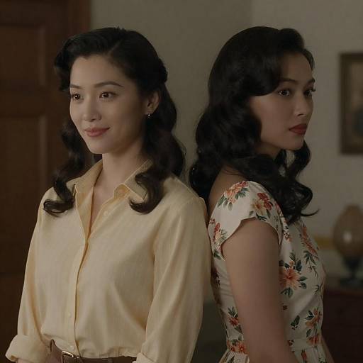 Vintage Women in Dimly Lit Room