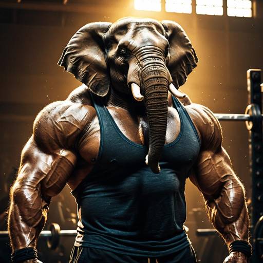 Muscular Anthropomorphic Elephant in Gym