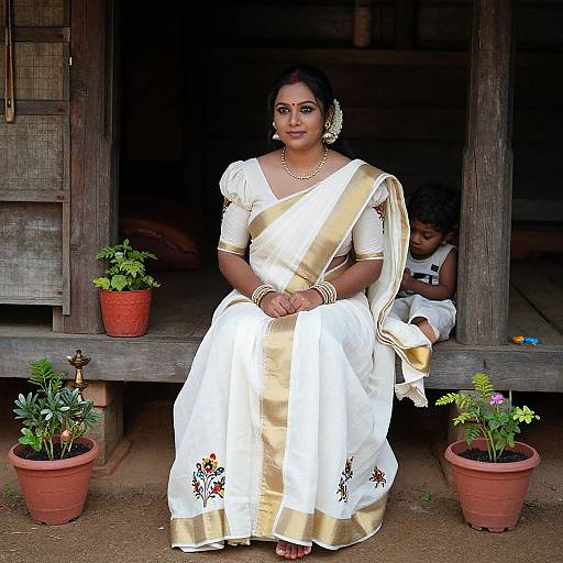 Traditional Kerala Woman in Village Setting