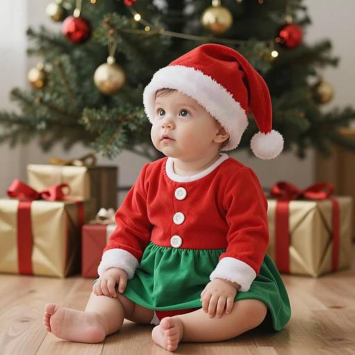 Adorable Baby Girl in Christmas Costume