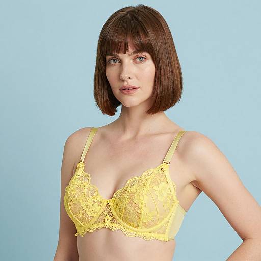 Portrait of Woman in Yellow Lace Bra