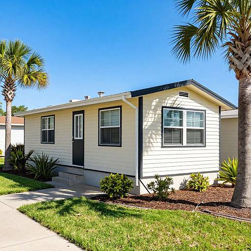 Sunny Mobile Home with Palm Trees