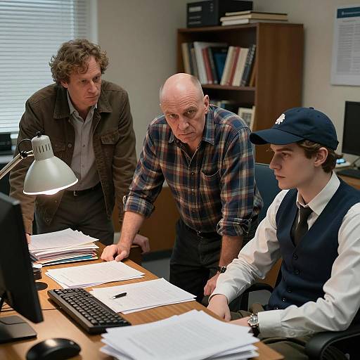 Dynamic Office Scene with Three Men