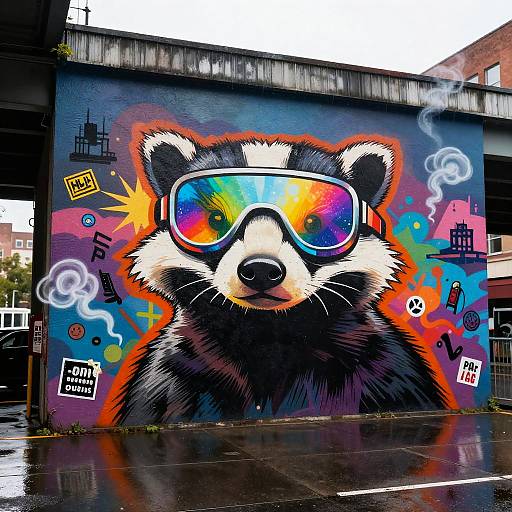 Charismatic Badger Graffiti Stencil Art