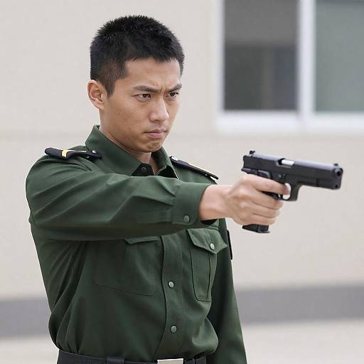 Intense Soldier in Military Uniform