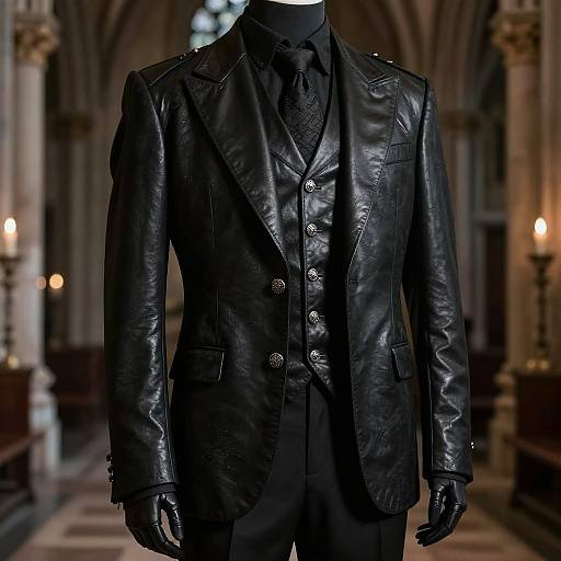 Gothic Black Suit in Cathedral