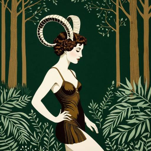 Faun Art Print in Bronze and Forest Green