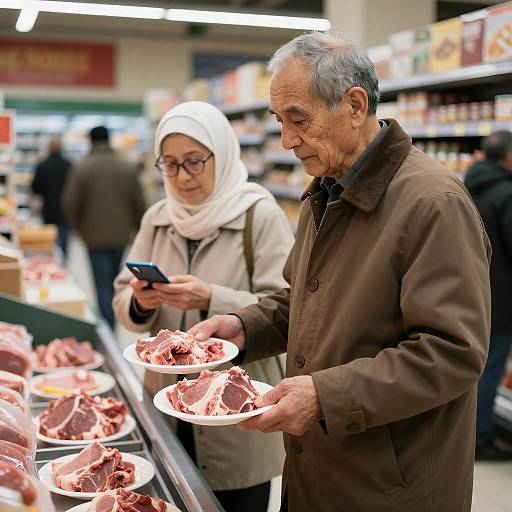 Supermarket Scene with Elderly Shoppers