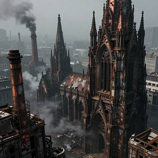 Dystopian Industrial Gothic Cityscape