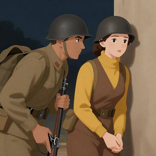 WWI Soldiers Illustration at Night
