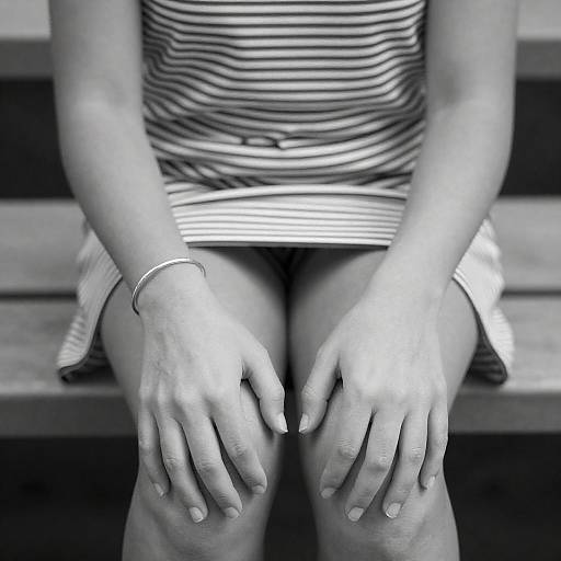 Monochrome Portrait with Striped Dress