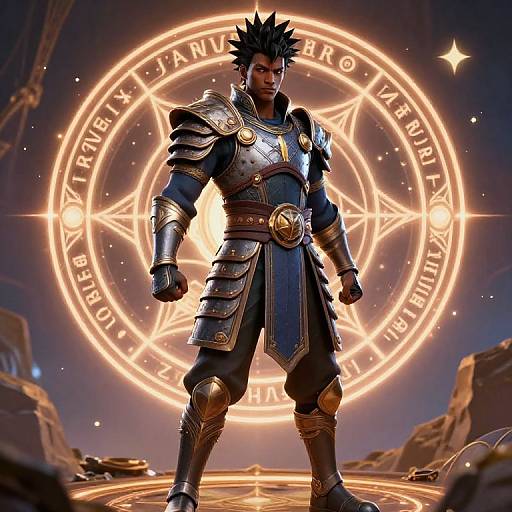 Confident Warrior with Spiky Hair