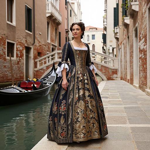 Elegant Woman in 18th-Century Venetian Gown