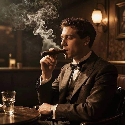 Vintage Cigar Glow in Jazz Club