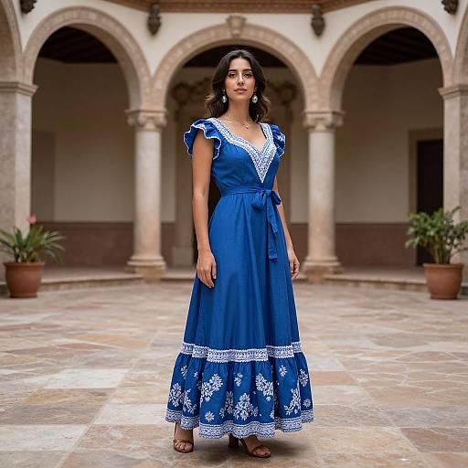 Woman in Blue Spanish Dress