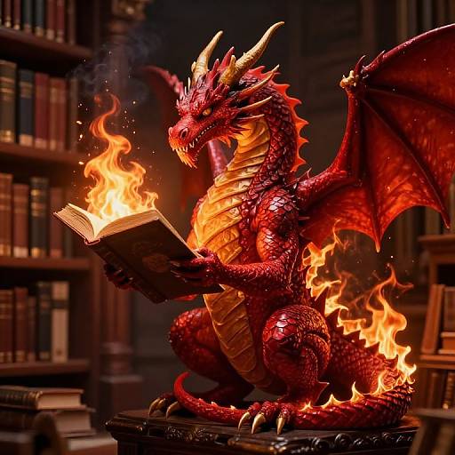 Fiery Dragon Guardian of Knowledge