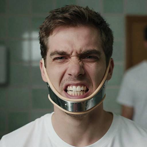 Intense Portrait with Metal Jaw Brace
