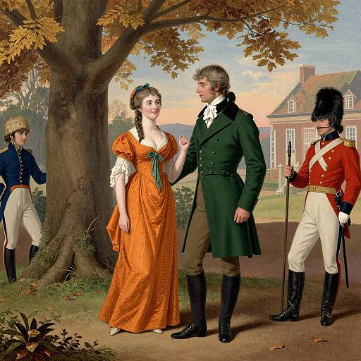 18th-Century Autumn Scene Illustration